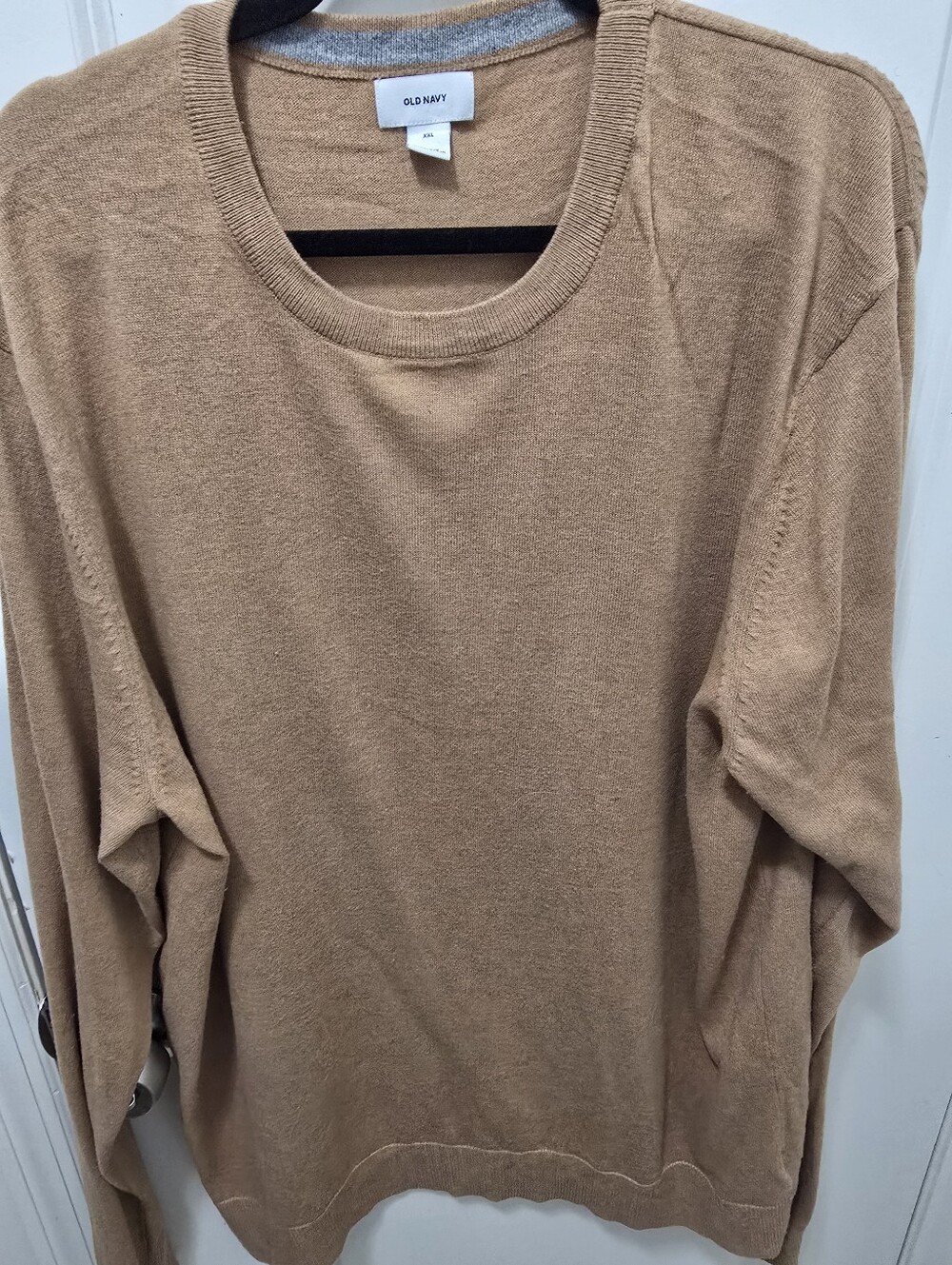Old Navy Mens XXL Camel Tan Brown Crewneck Knit Sweater Lightweight
